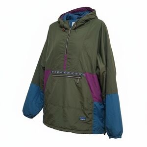 L.L. Bean Anorak Jacket XL Tall Thinsulate USA Vintage 90s Colorblock Hooded